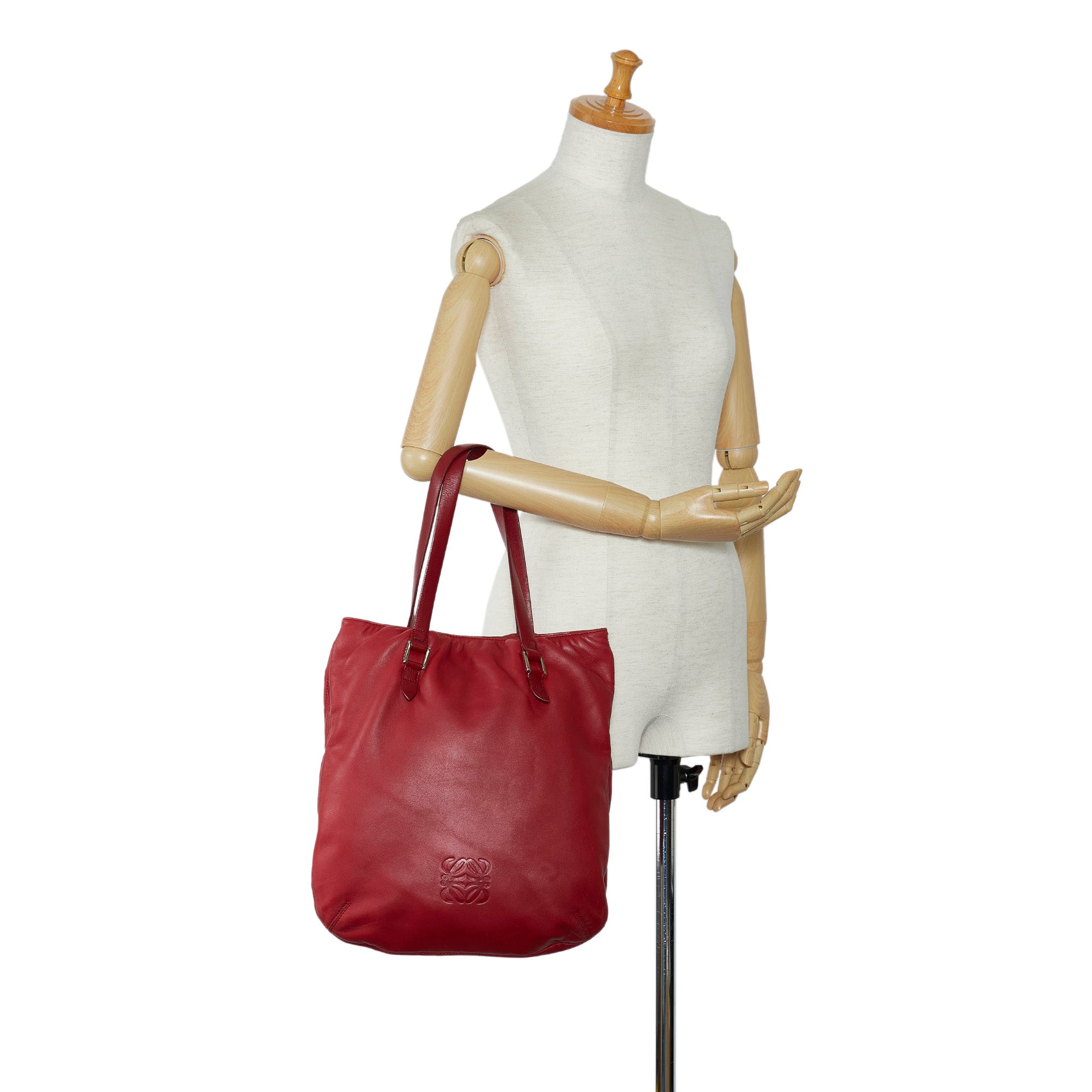 Red Loewe Anagram Tote Bag