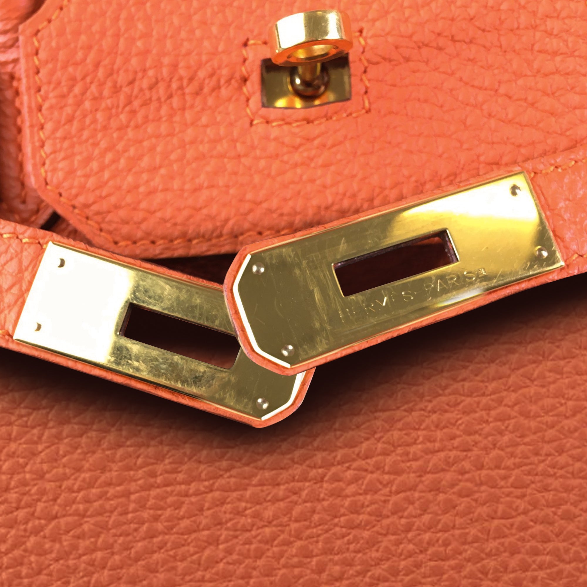 HermÃƒÆ’Ã‚Â¨s Birkin 35 Orange Retourne Togo Palladium