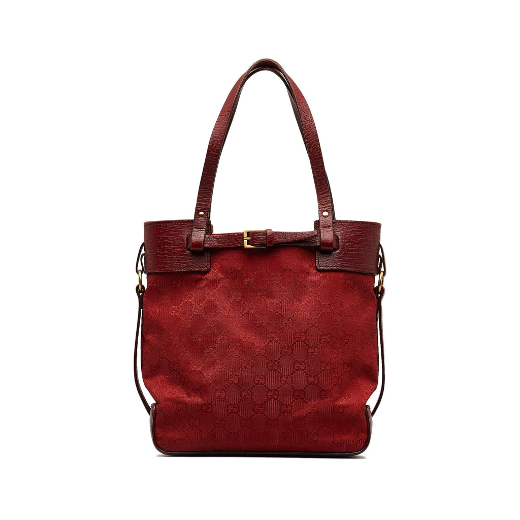 Red Gucci GG Canvas Belt Tote Bag