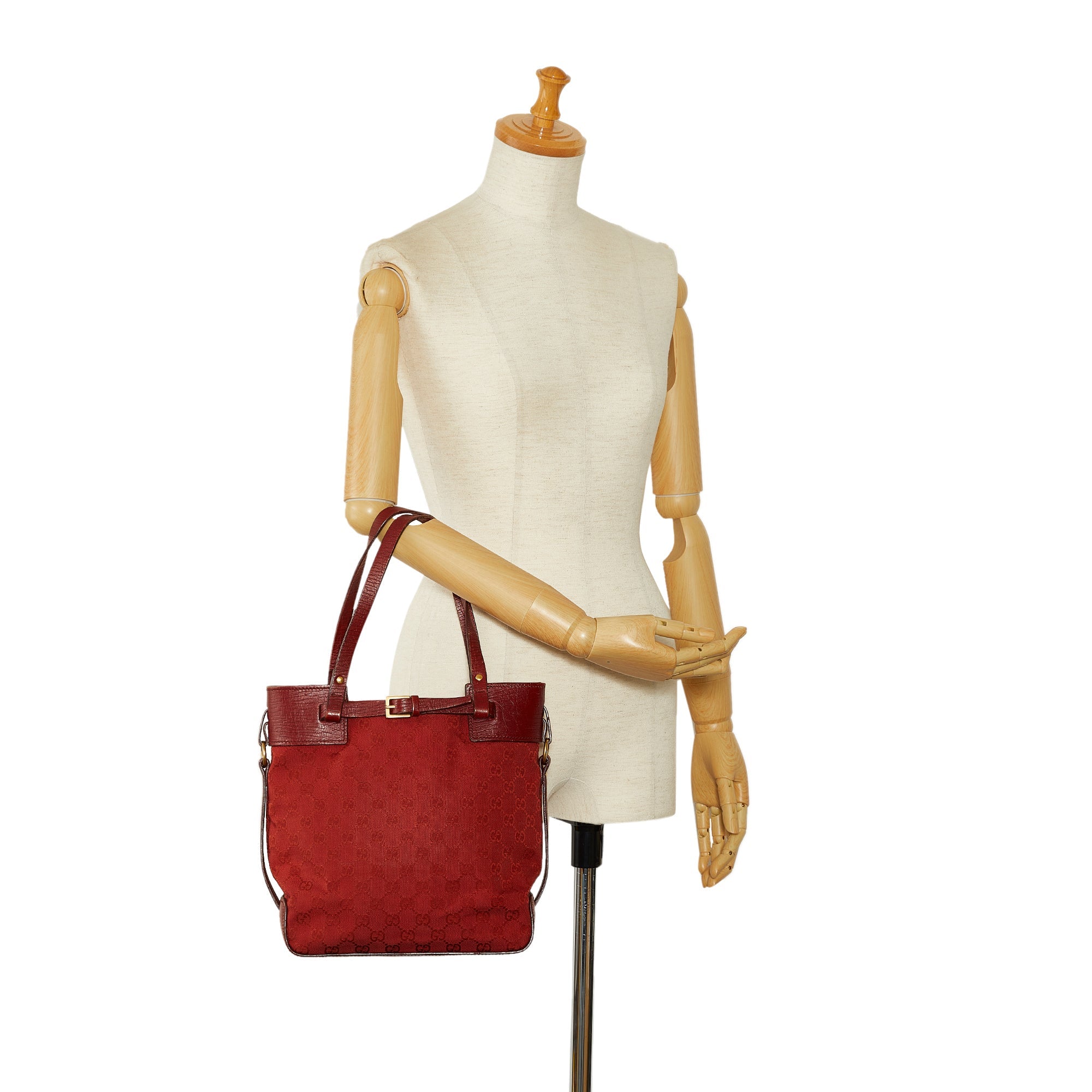 Red Gucci GG Canvas Belt Tote Bag