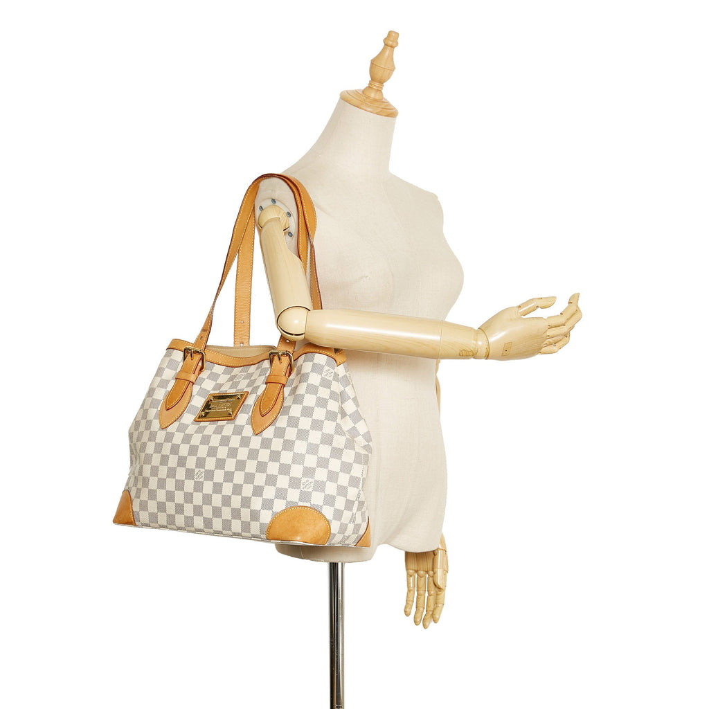 White Louis Vuitton Damier Azur Hampstead MM Tote Bag