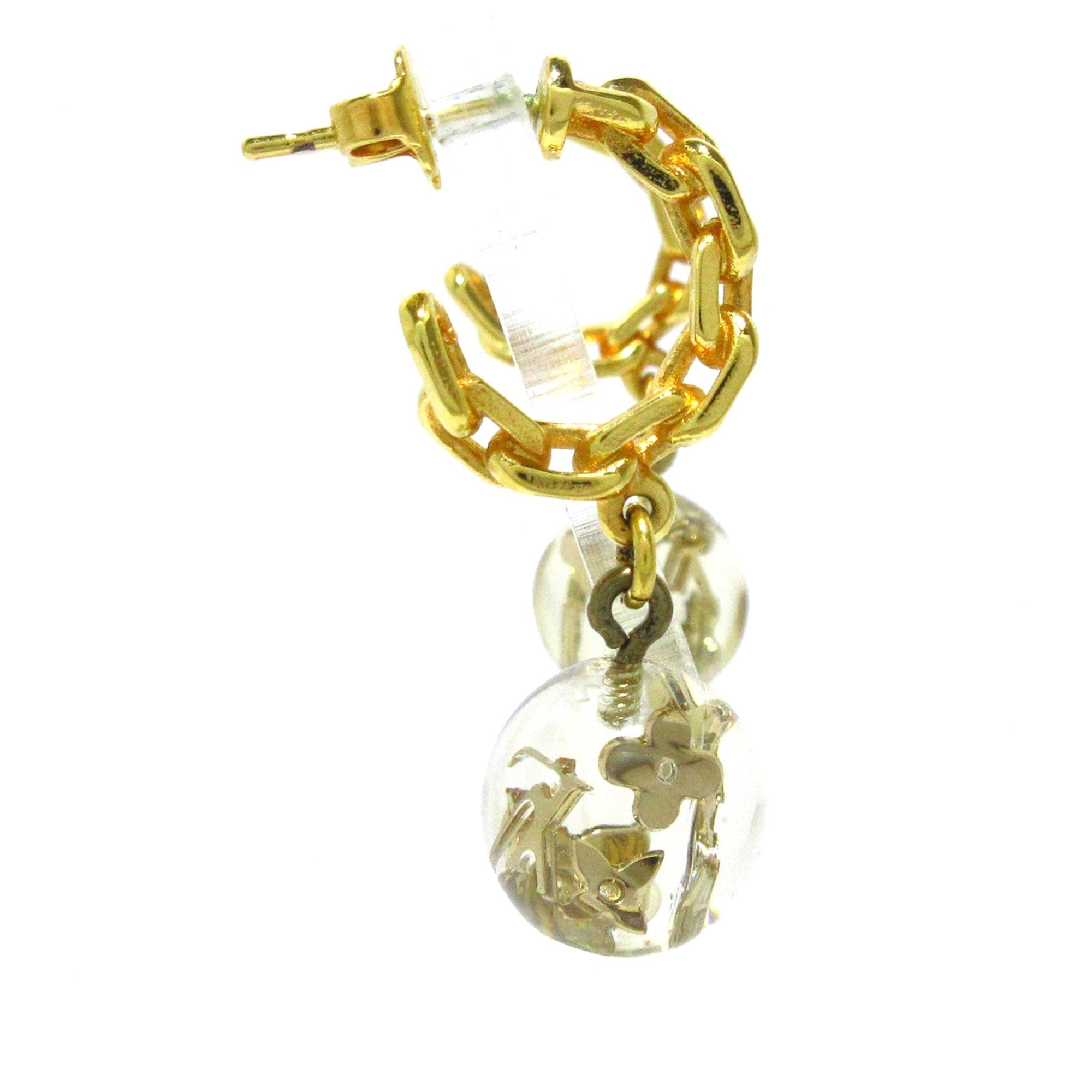 Gold Louis Vuitton Bubbles Inclusion Resin Hoop Earrings