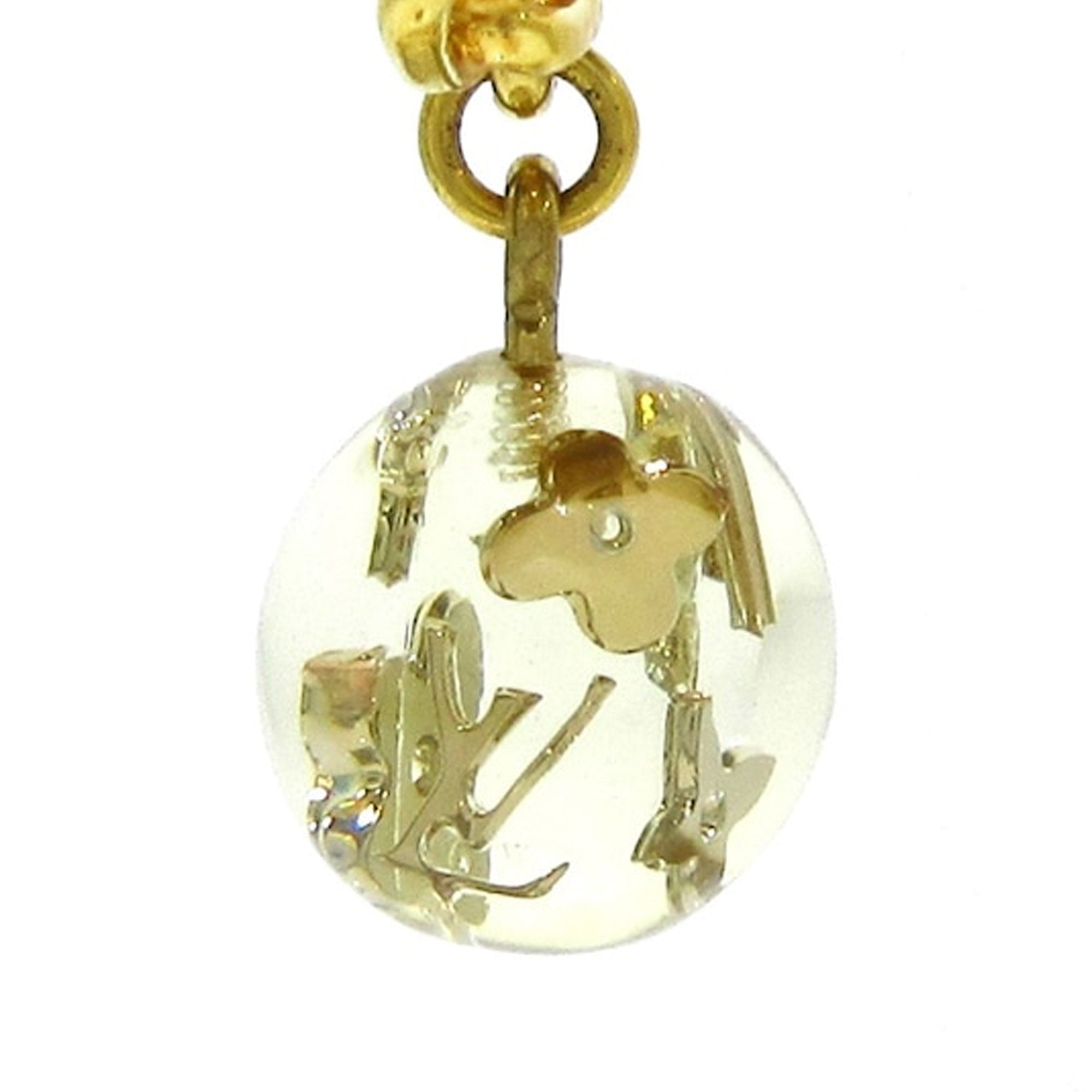 Gold Louis Vuitton Bubbles Inclusion Resin Hoop Earrings