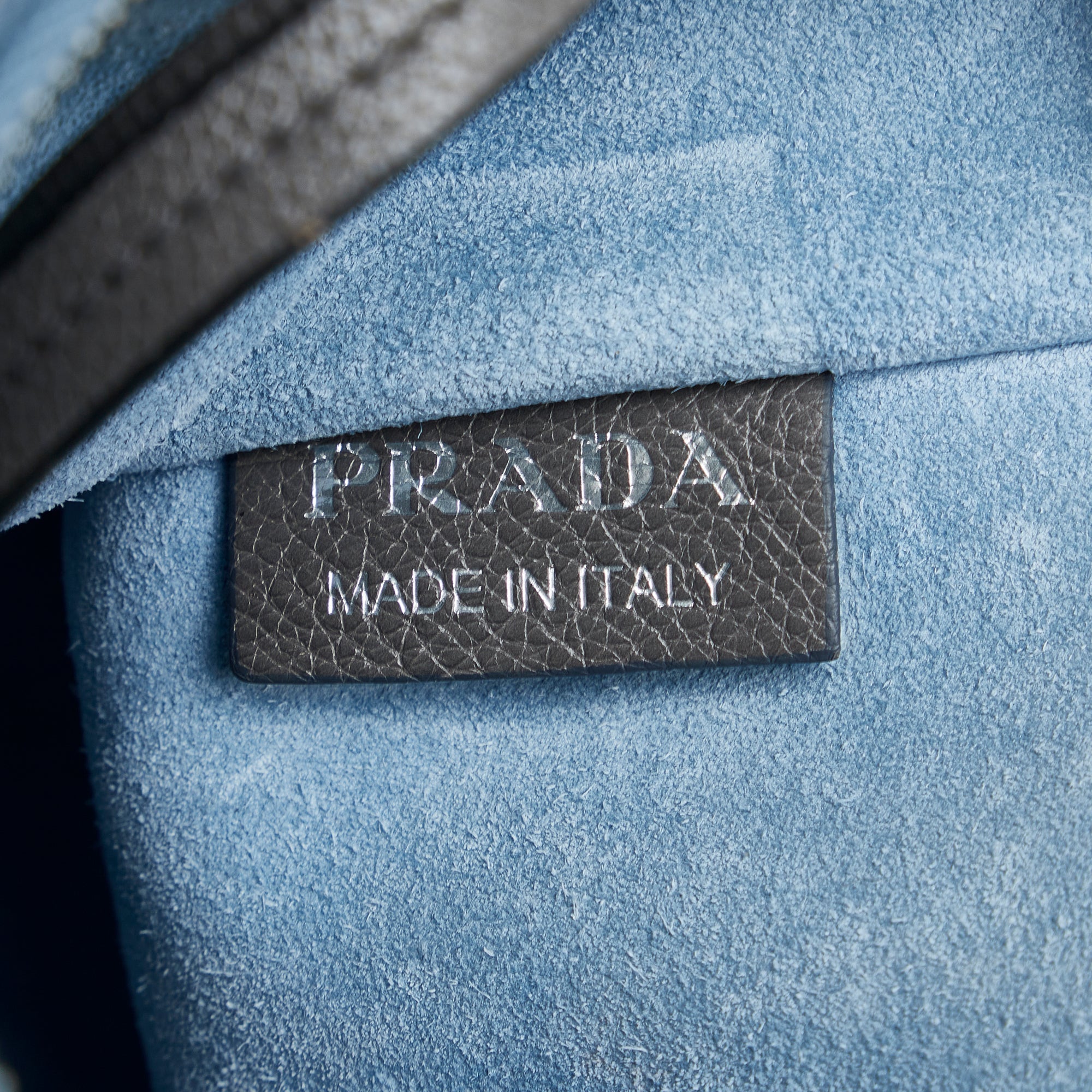 Gray Prada Glace Calf Etiquette Tote Bag