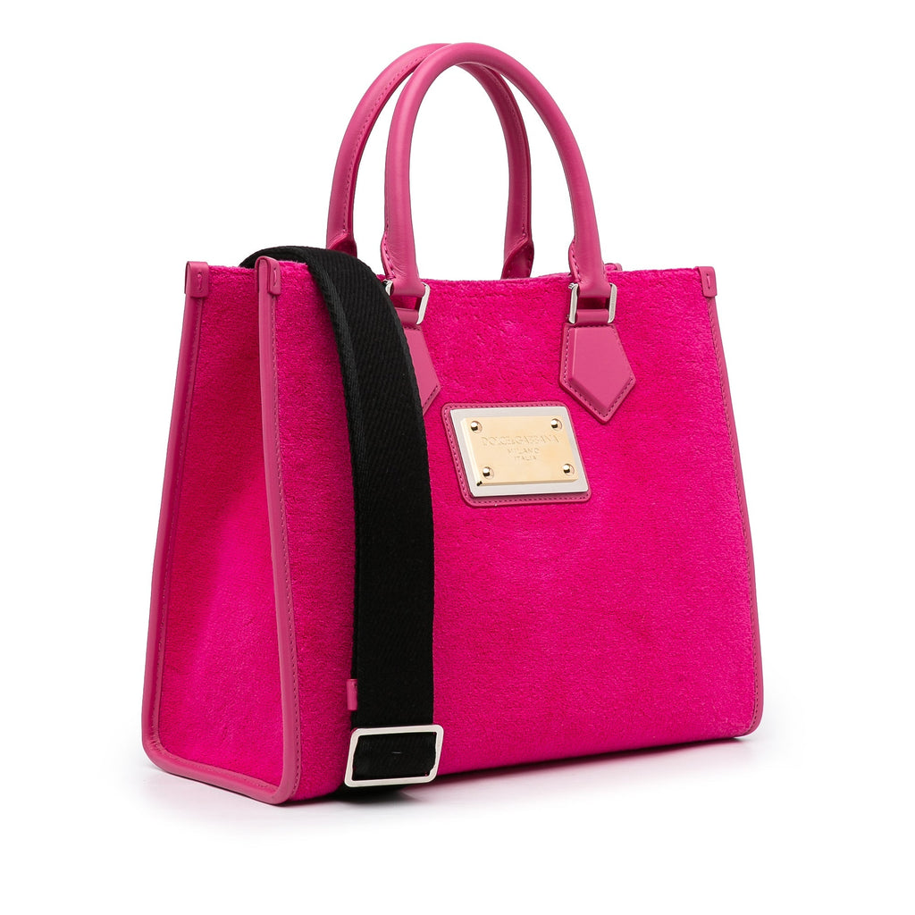 Pink Dolce&Gabbana Logo Plaque Shopper Tote Satchel