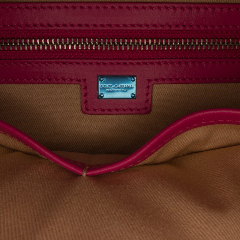 Pink Dolce&Gabbana Logo Plaque Shopper Tote Satchel