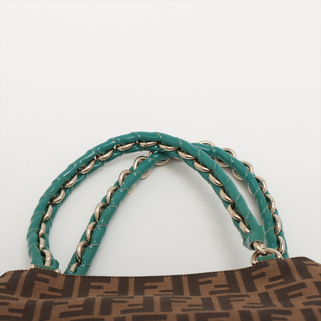 Fendi Zucca Canvas Handbag Brown and Green