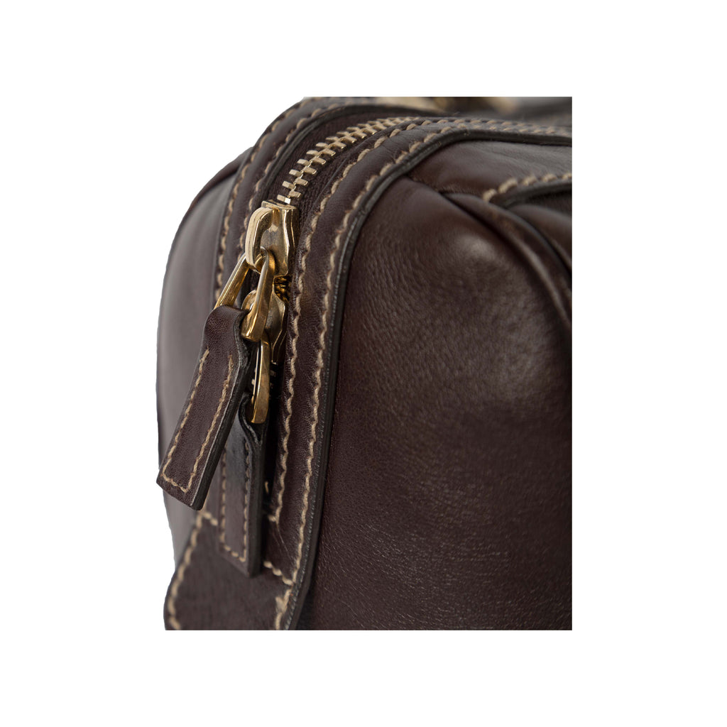 Gucci Dark Brown Leather GG Britt Boston Bag - '10s