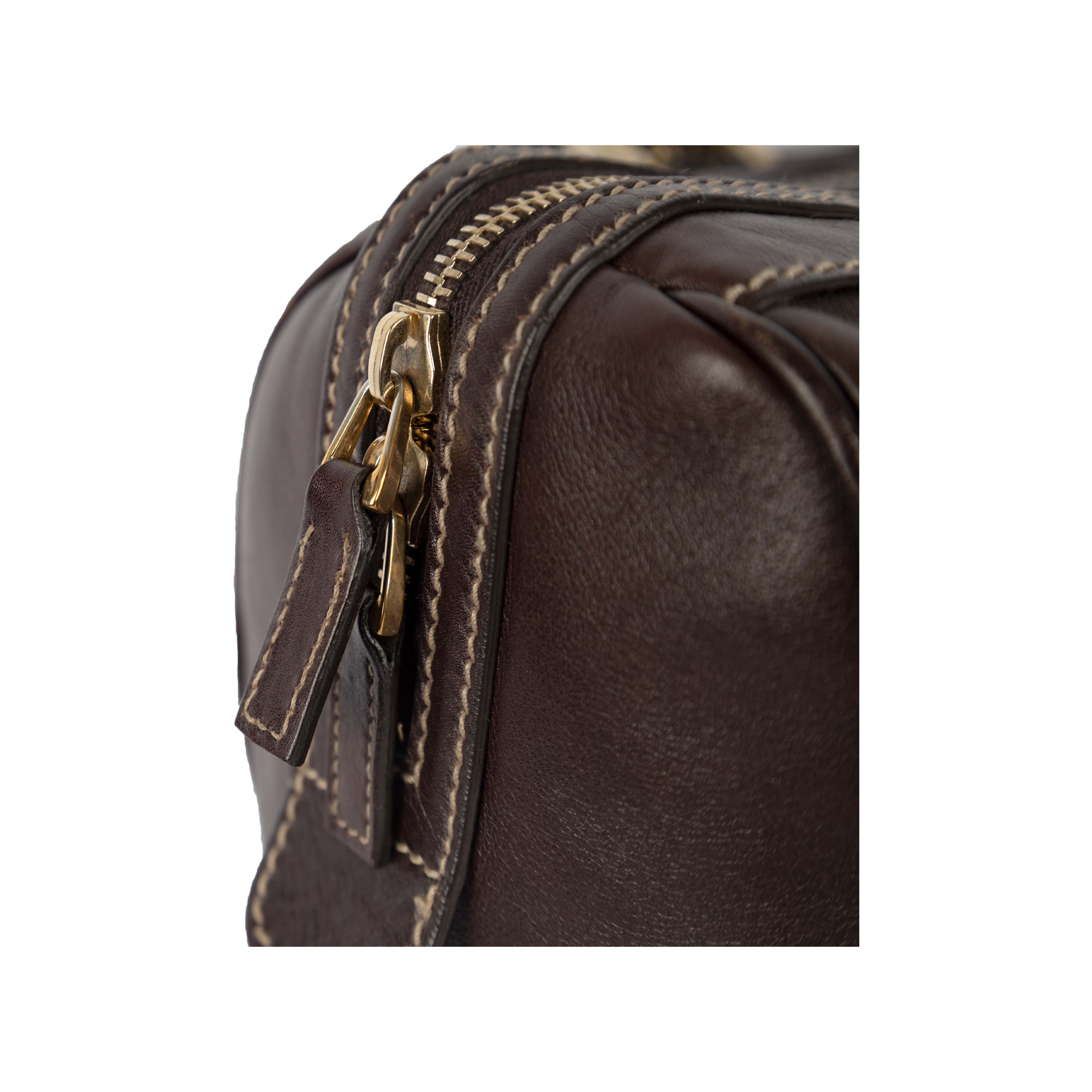 Gucci Dark Brown Leather GG Britt Boston Bag - '10s