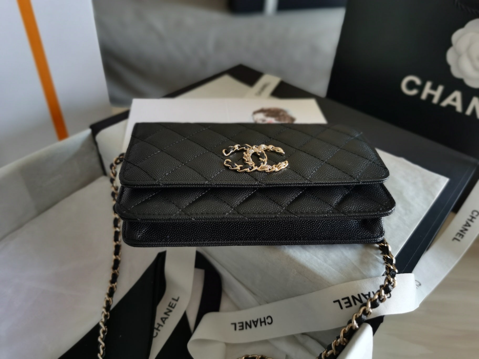 CHLMini GlamIap Bag Black For Women 7.2in/18.5cm