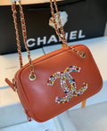 CHL Camera Cubic GLAMIamonds Brown Bag For Women 12.5cm/4.9in
