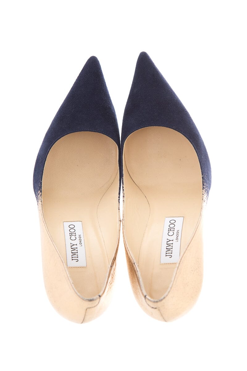 Jimmy Choo Navy & Gold Ombre Detail Heels SZ 40
