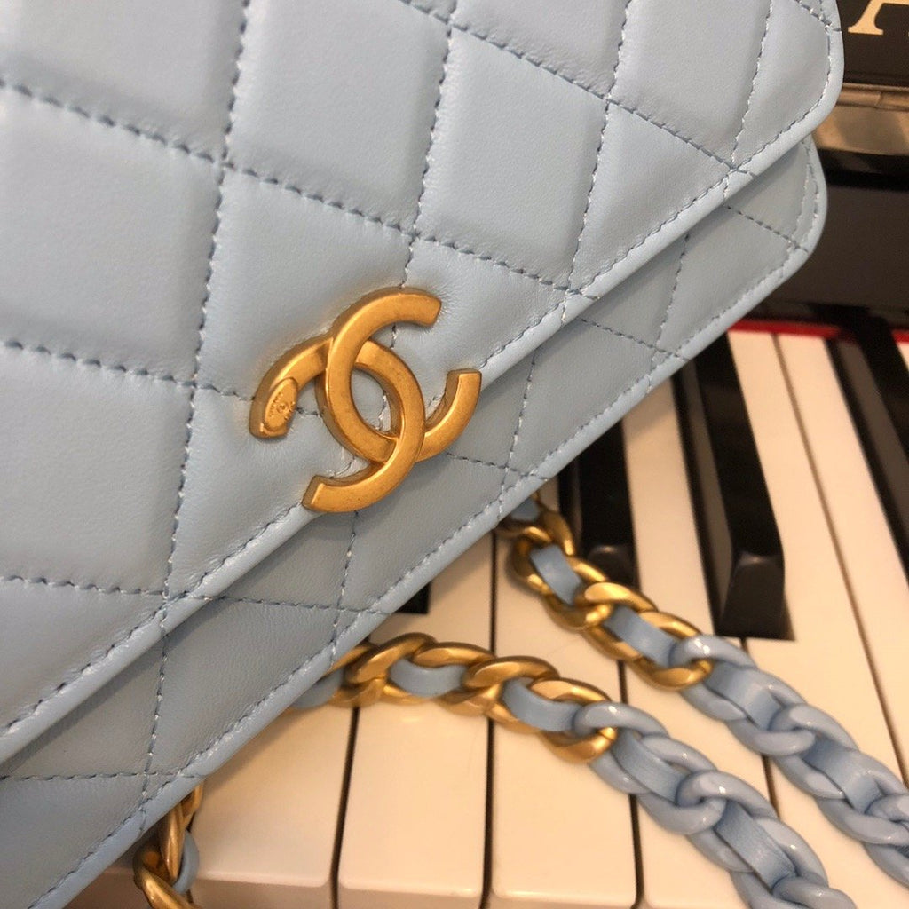 CHLOriginal Small Classic GlamIap Bag Gold Hardware Blue For Women Handbags, Shoulder Bags 7.5in/19cm AP33814
