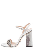 Gucci Silver Sequin Marmont Open Toe Heels SZ 40