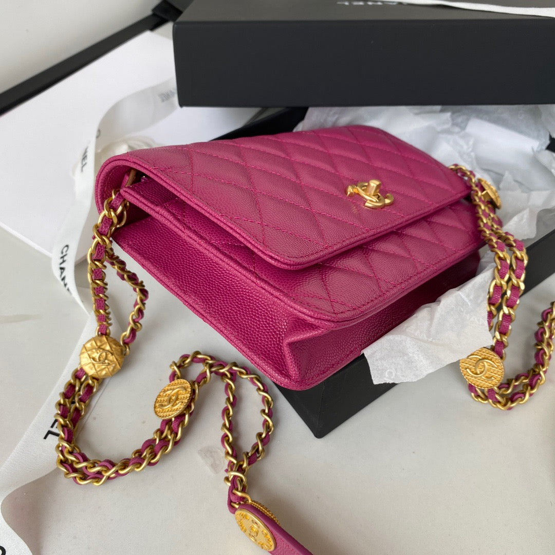 CHLSmall GlamIap Bag Gold Hardware Plum For Women Handbags, Shoulder Bags 7.5in/19cm AP2840