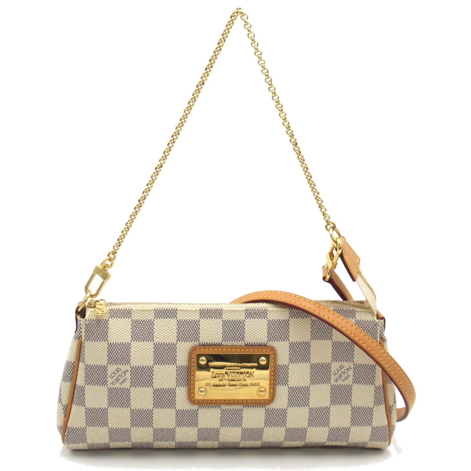 Louis Vuitton Eva 2w Shoulder Bag PVC Coated Canvas Damier Azur  Ivory N55214