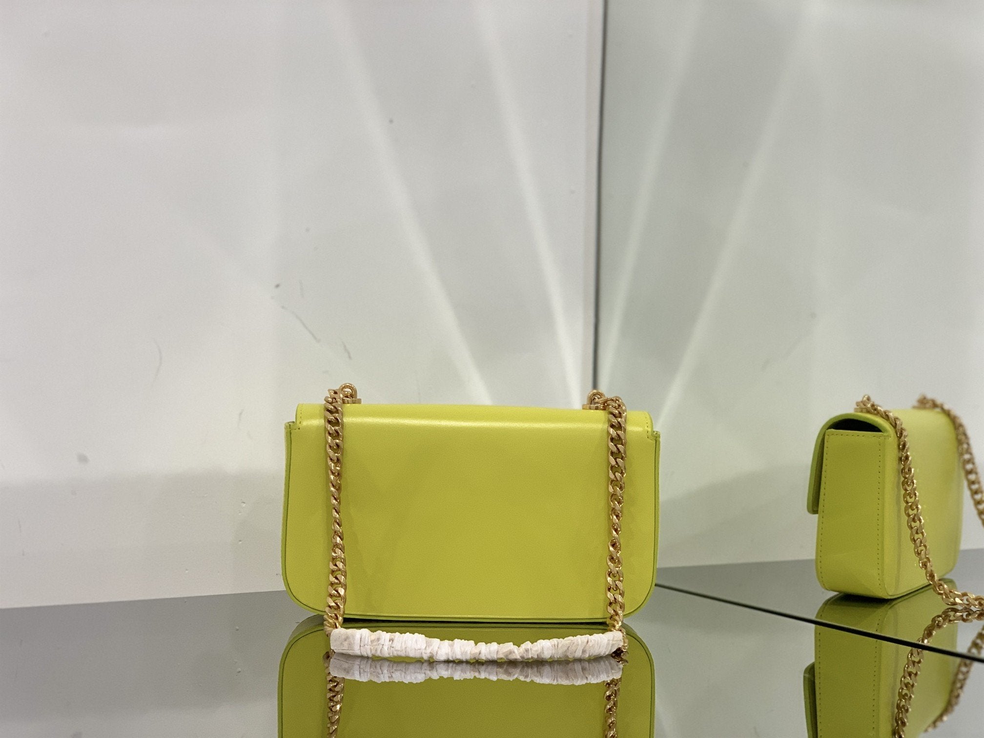 GLAMI Chain Shoulder Bag Cuir Triomphe Green For Women 7.9in/20cm