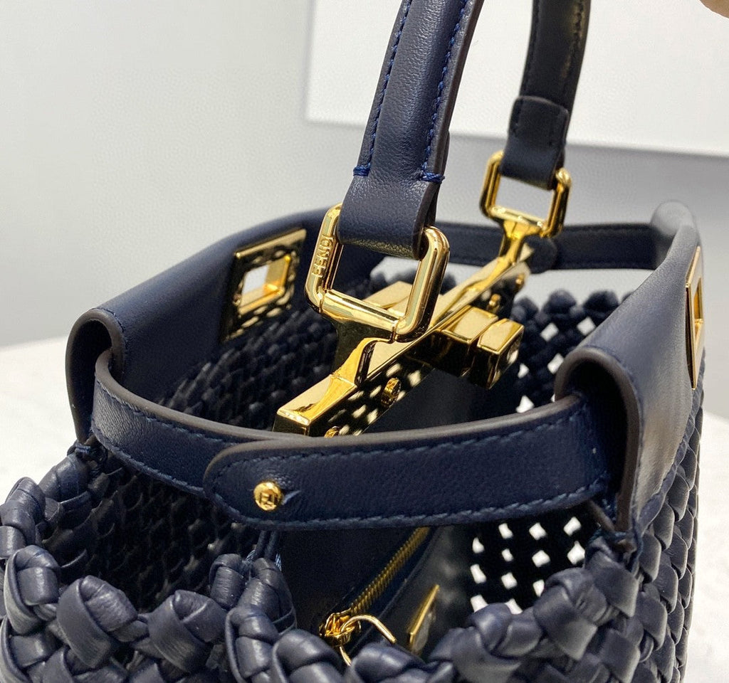 FI GlamI Mini Navy Blue Braided Bag For Woman 18cm/7in
