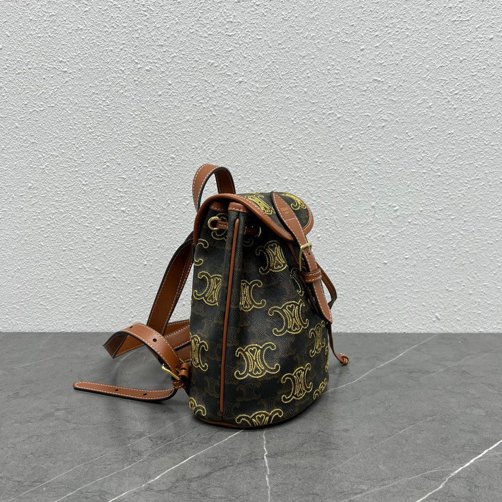 GLAMI Mini Backpack Folco In Triomphe Canvas With Triomphe Heart Embroidery Brown For Women 8in/20cm 197662EF3.04LU