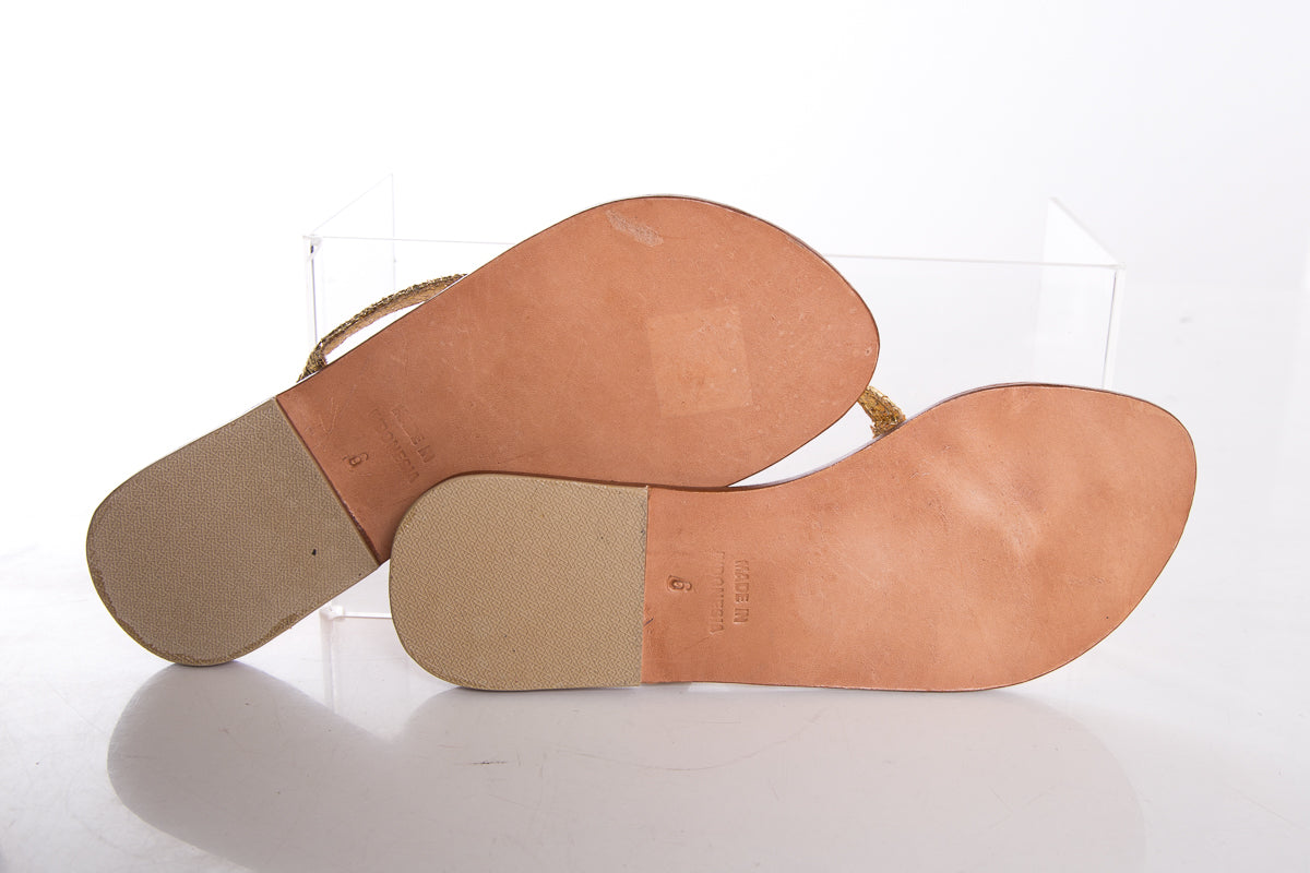 Mystique Brown & Gold Sandals SZ 6