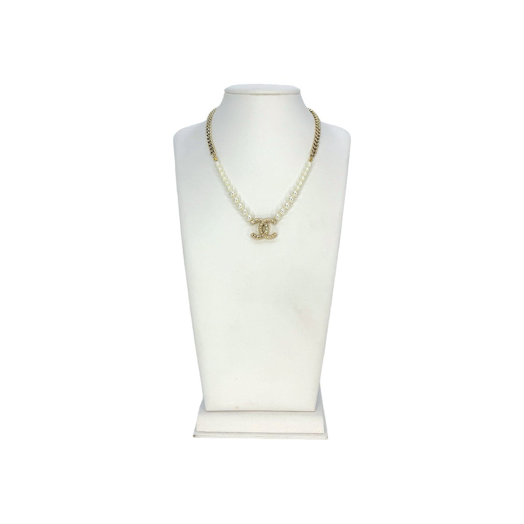 Chanel CC Faux Pearl Chain Necklace