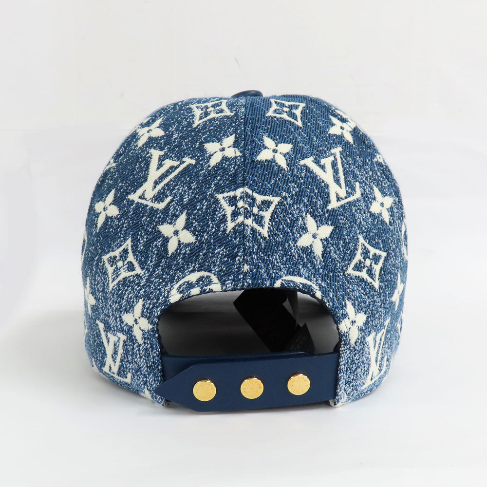 Louis Vuitton Denim M77437 Hat Baseball Hats Monogram Nylon Cotton Blue White Small