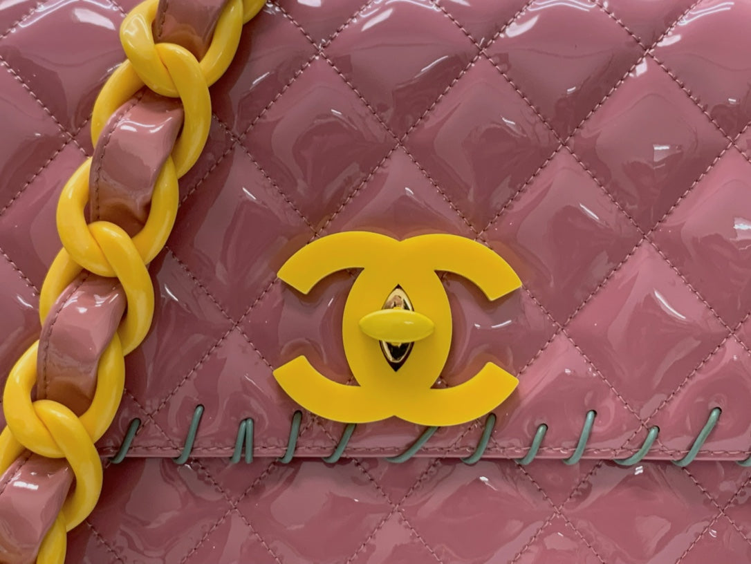 CHLVinyl Classic PiNike and Yellow Shoulder bag For Women 29cm/11.5in