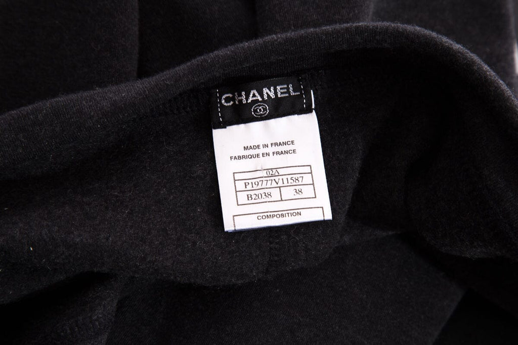 Chanel Charcoal Cotton & Cashmere Athletic Set SZ 38