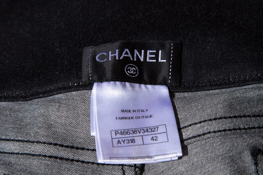 Chanel Grey Tweed Waistband Jeans SZ 42