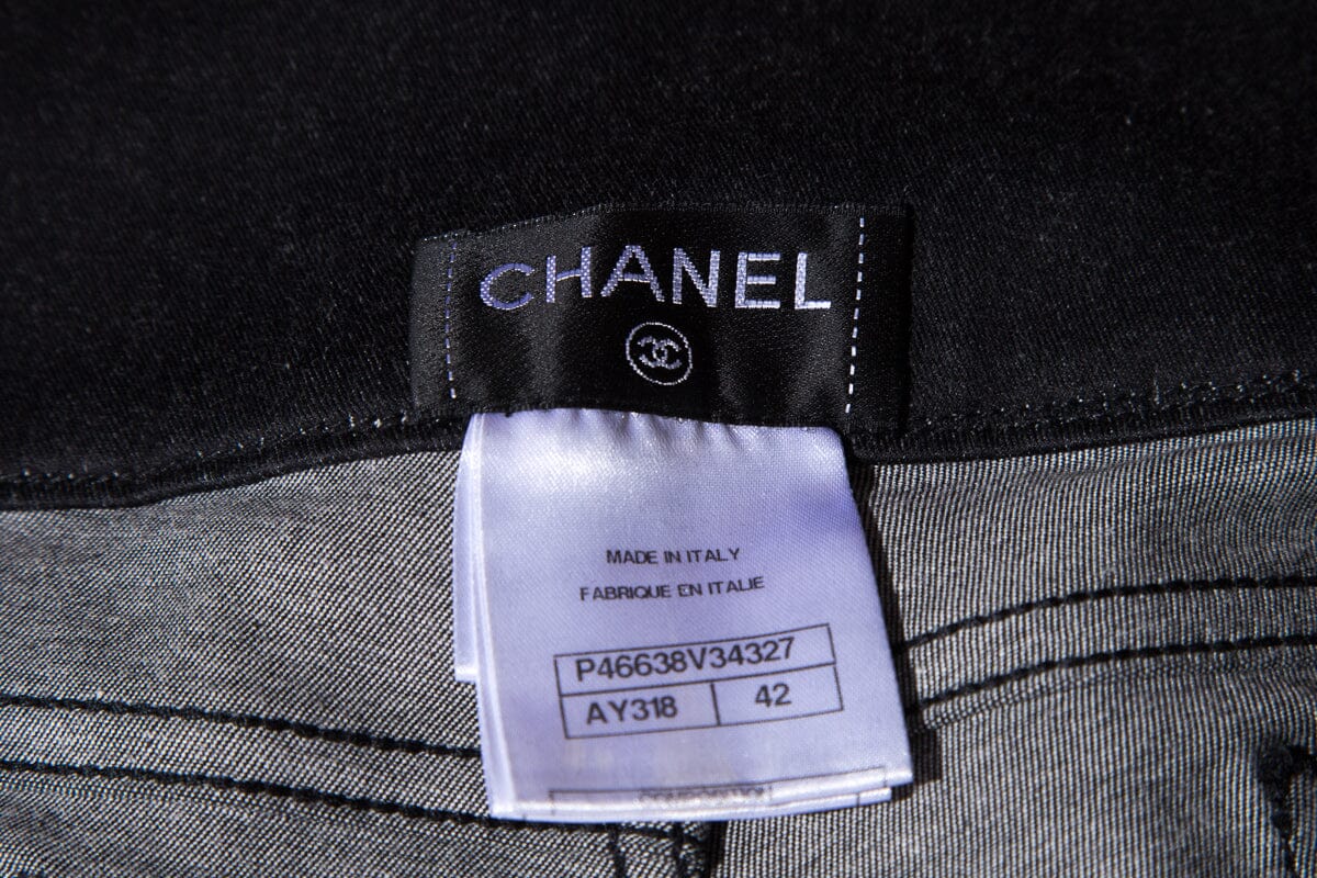 Chanel Grey Tweed Waistband Jeans SZ 42