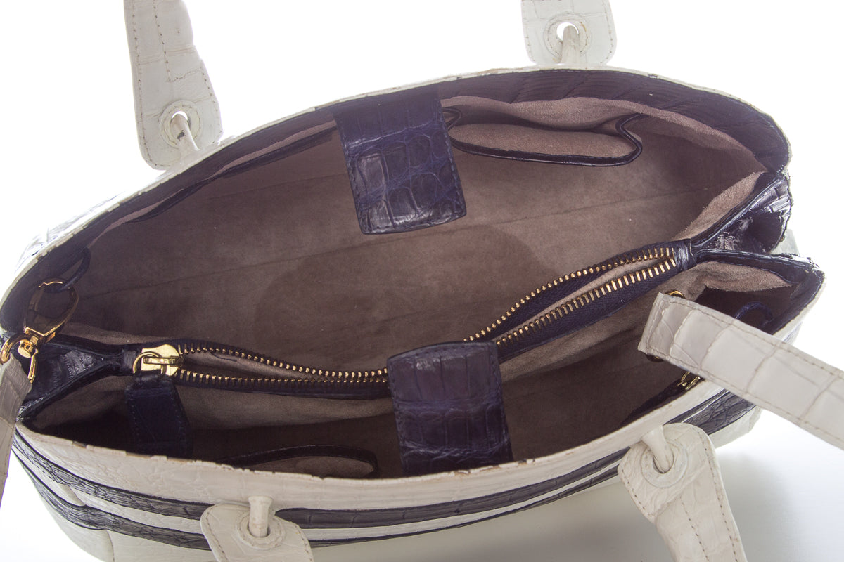 Nancy Gonzalez White and Blue Handbag