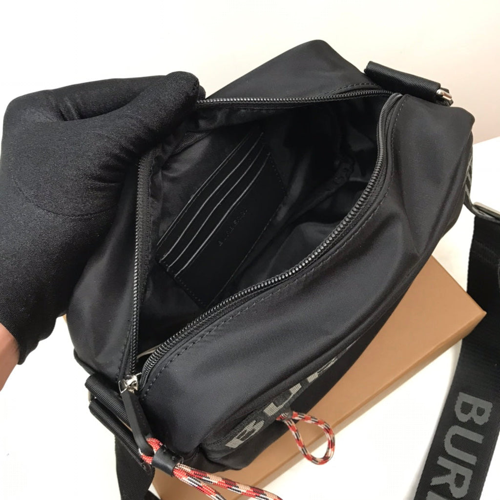 GLAMI Logo Detail Nylon Crossbody Bag Black For Men, Bags 8.7in/22cm