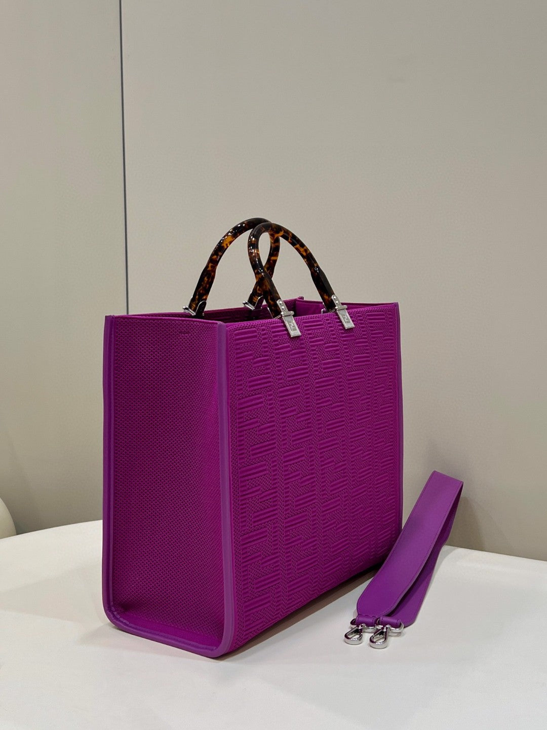 FI Sunshine MeGLAMIum Purple FF fabric shopper Bag For Woman 31cm/12in 8BH386AHWCF037T
