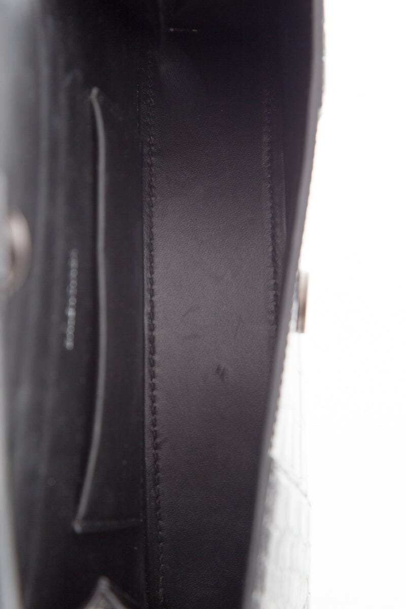 Balenciaga Black Hourglass Croc-Embossed Handbag