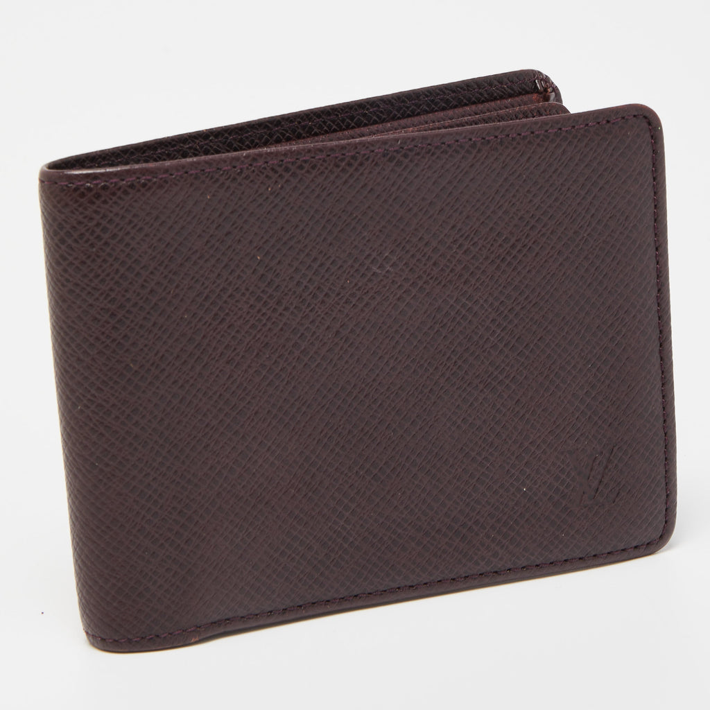 Louis Vuitton Burgundy Taiga Leather Bifold Wallet