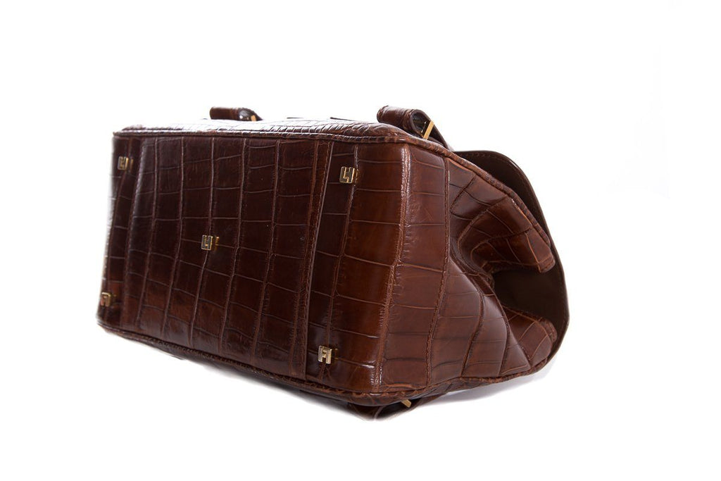 Lambertson Truex Brown Alligator Shoulder Bag