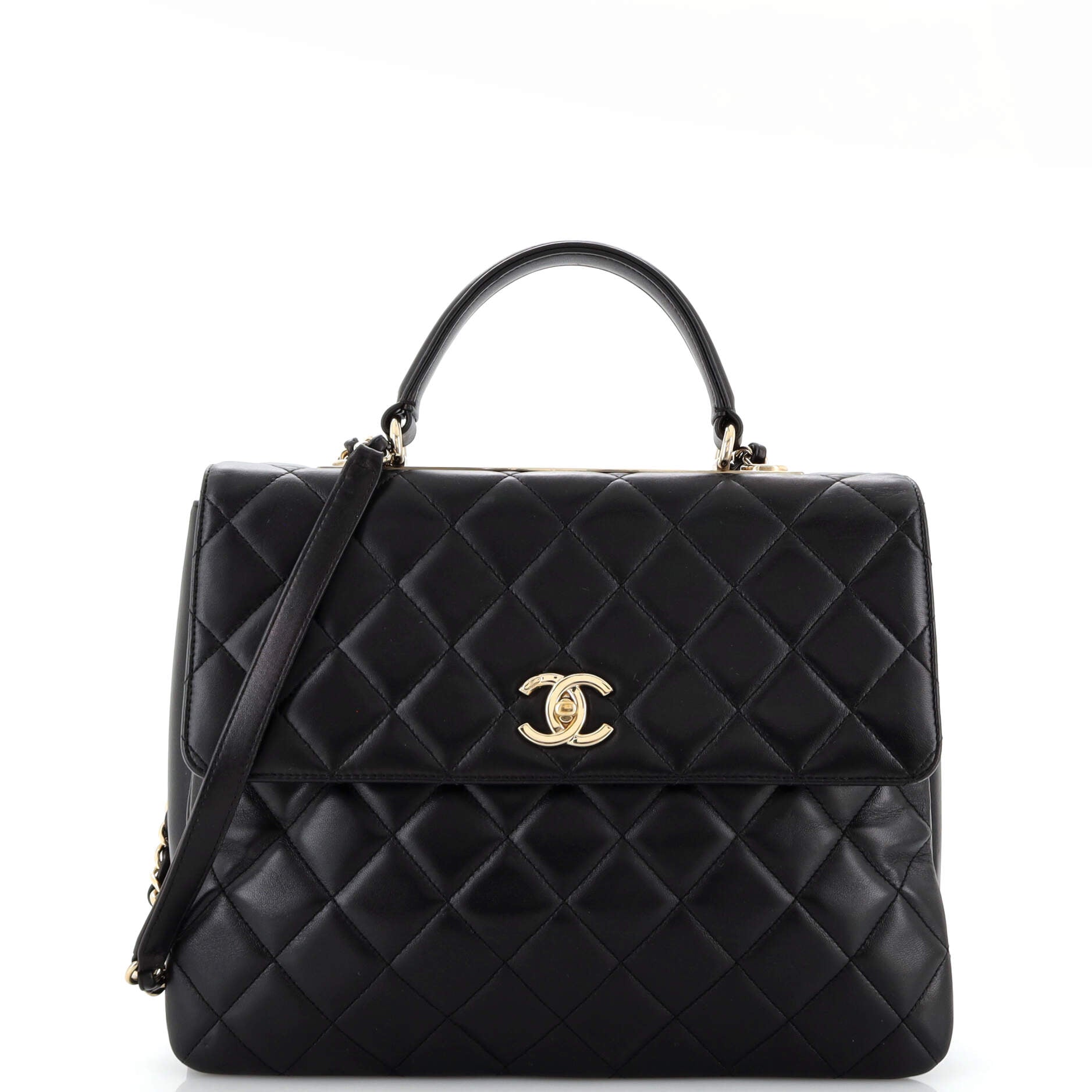 CHANEL Trendy CC Top Handle Bag Quilted Lambskin Large