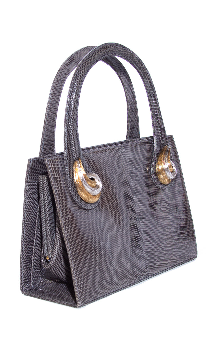 Martin Van Schaak Grey Lizard Skin Handbag