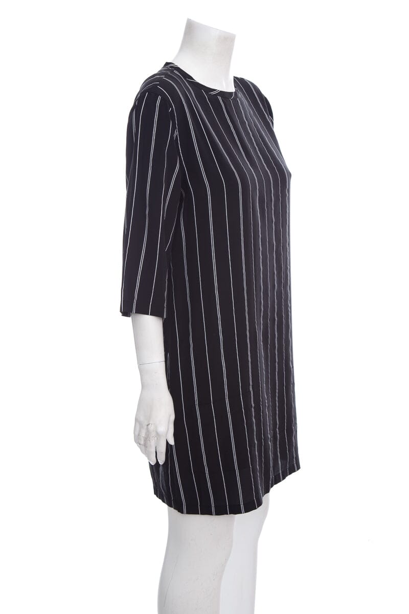 Equipment Black & White Striped Shift Dress SZ M