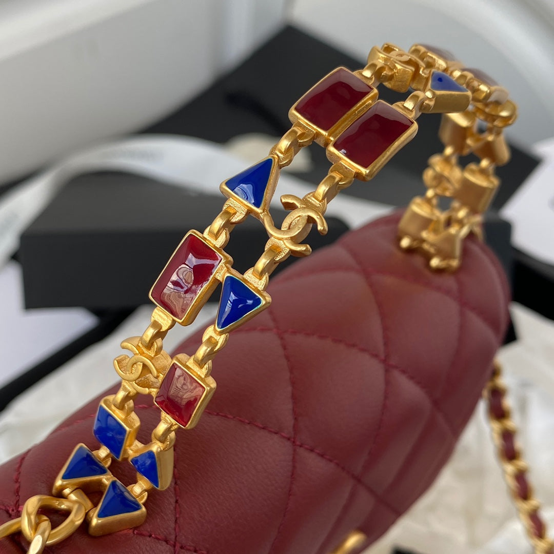 CHL Clutch With Chain Gold Hardware Red For Women, Women’s Handbags, Shoulder Bags 5.7in/14.5cm