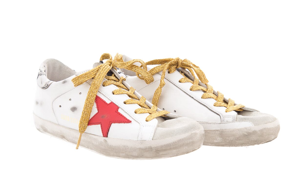 Golden Goose White & Red Sneakers SZ 37