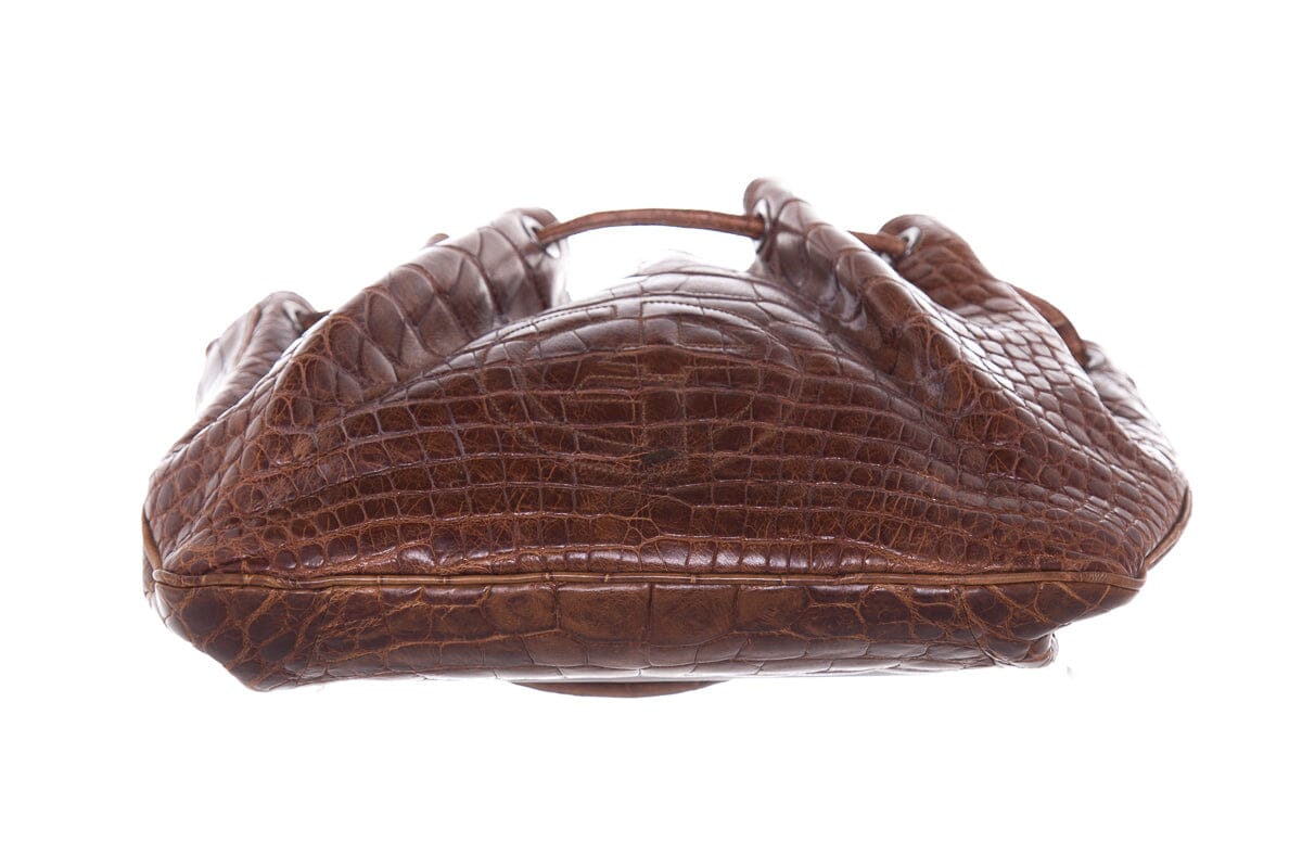 Giorgio Armani Brown 2000's Croc Handbag