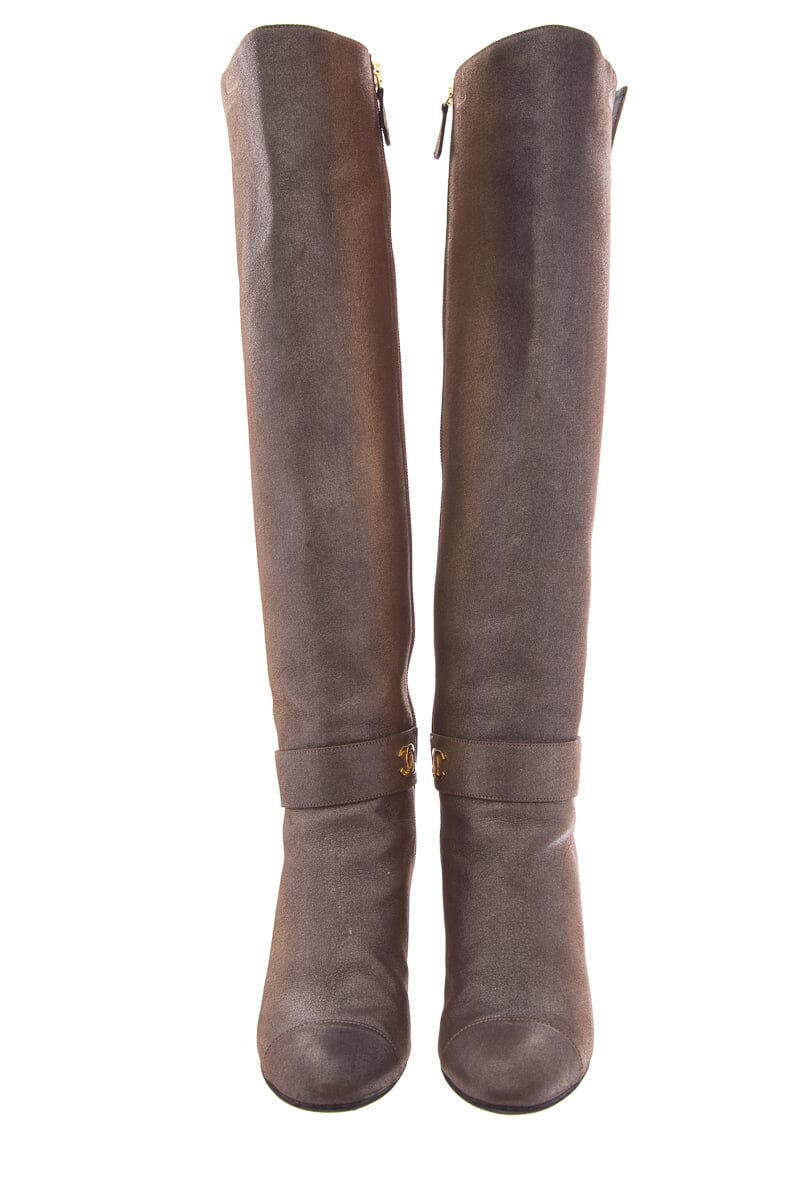 Chanel Multicolor Metallic Leather High Boots SZ 36