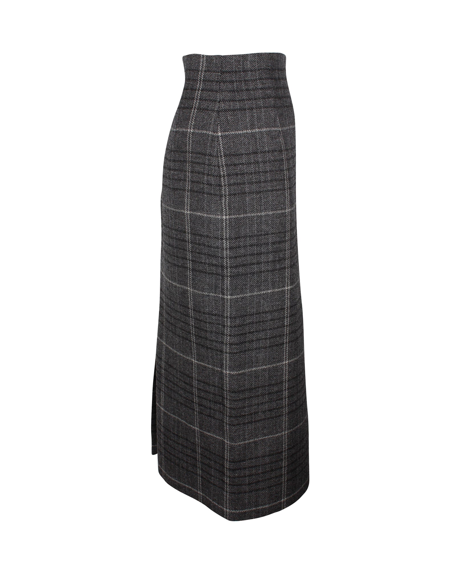 Dior Plaid Pencil Midi Skirt in Grey Wool
