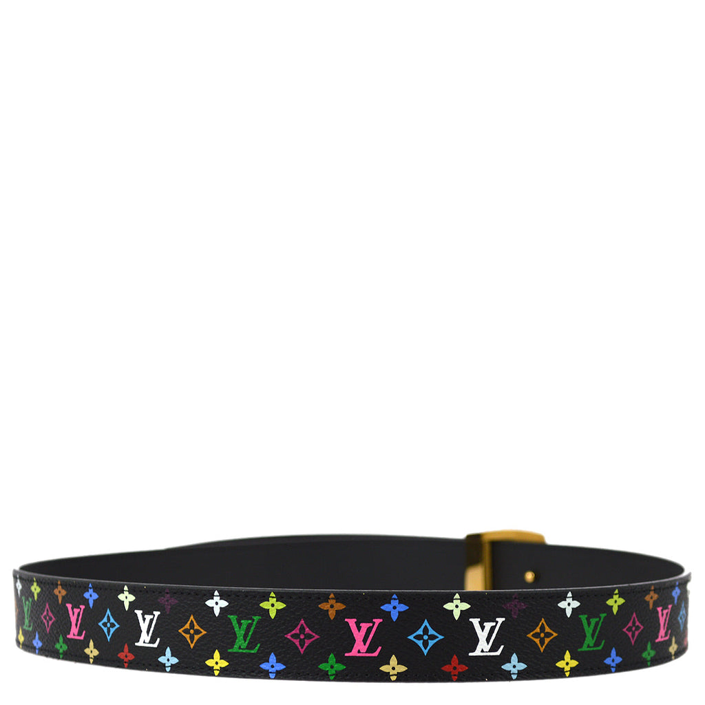 Louis Vuitton 2010 Black Multicolor Ceinture LV Cut Belt 85/34 M6890 Small Good