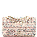 CHANEL Classic Double Flap Bag Quilted Tweed and Ribbon Medium