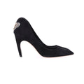 Dior Heart Embellished Pumps in Black Suede