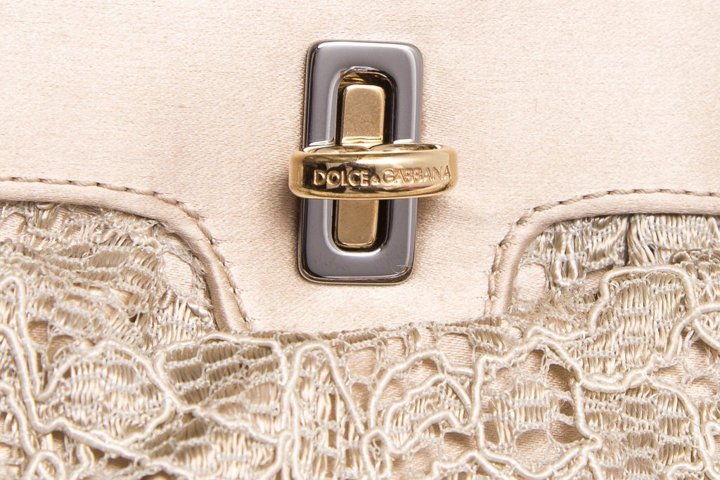 Dolce & Gabbana Beige Lace Clutch