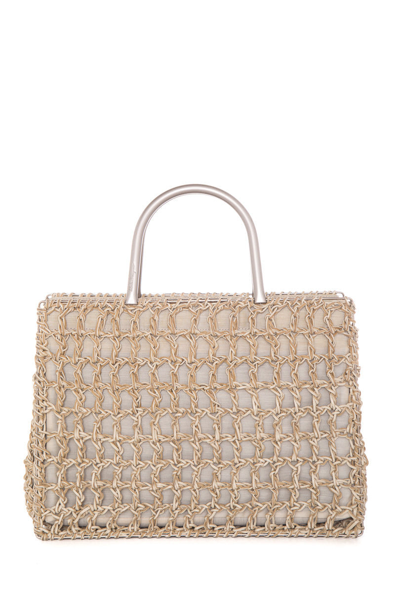 Salvatore Ferragamo Natural Woven Leather Handbag