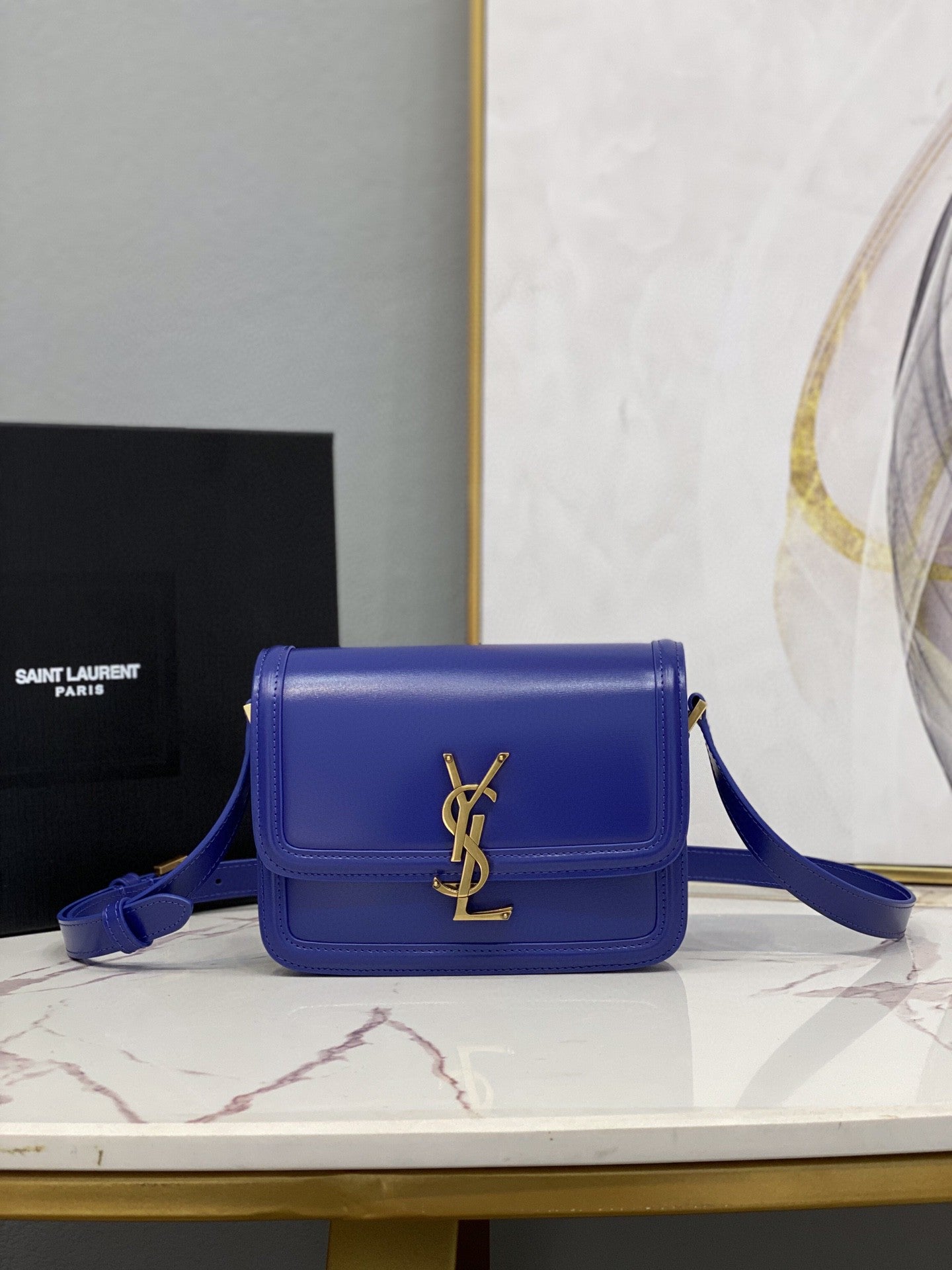 GLAMI Solferino Small Satchel In Box Navy Blue For Women Ã‚Â 7.4in/19cm YSLÃ‚Â 